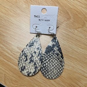 Snakeskin Leather Drop Earrings